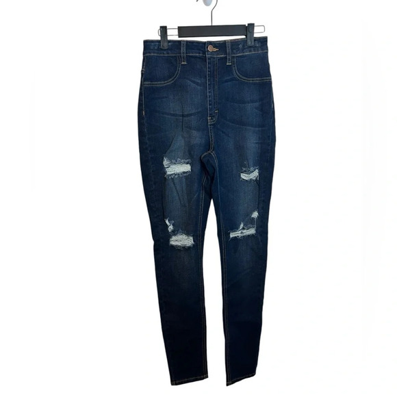 NWT Fashion Nova Ripped Down Distressed Jeans - Picture 1 of 4